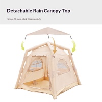 Tente familiale gonflable de luxe en PVC, colonne d'air Oxford, imperméable 2000-3000mm, double couche, 3-4 personnes, 4 saisons, pompe électrique