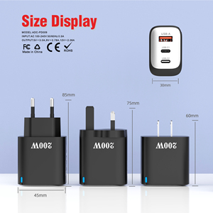 Cargador Rápido de 3 Puertos y 200W, Cargador de Pared USB Tipo C QC3.0, Adaptador de Carga para Teléfono Móvil, Venta al Por Mayor - Product Image 3