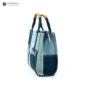 Sac fourre-tout en denim personnalisé avec lettres brodées sac fourre-tout rétro élégant de grande capacité pour la mode des filles - Product Image 4