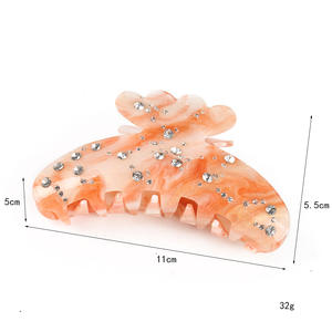 Pince à cheveux en acétate de haute qualité, couleurs mélangées, design requin avec strass, outil de coiffure tempéré - Product Image 3
