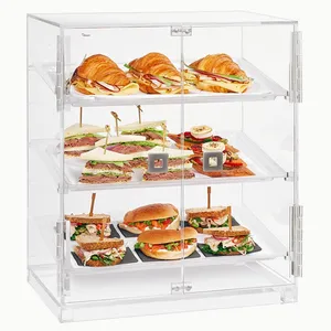 Acryl Bakkerij Vitrine Met Twee Deuren Oem Transparantie Brood Donut Display