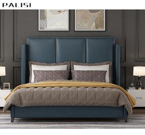 Set di letti in pelle di lusso postmoderno in velluto Vintage Queen Size Set <span class=keywords><strong>letto</strong></span> King Design con testiera alta - Product Image 2