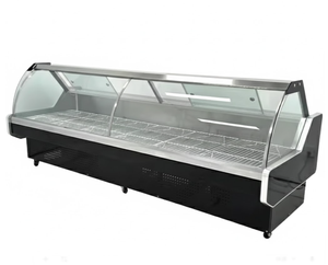 Vitrina Refrigerada Mecánica Comercial de Vidrio Curvo con Estantes Ajustables Digitales para Exhibición de Carne, Queso y Ensaladas - Product Image 1