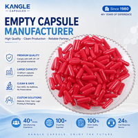 Capsules vides en gélatine dure rouge à haute résistance, tailles 000-5, surface intérieure lisse et colorée