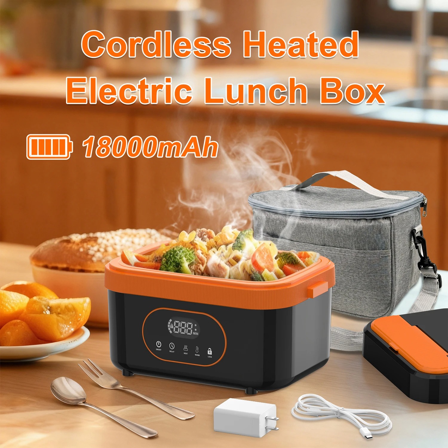 60W Food Warmer Electric Lunch Box Heater - Dual Container Portable Food Warmer For Office & Travel Lonchera Eléctrica Portátil