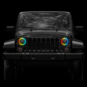 Faro Delantero LED Redondo de 7 Pulgadas con Ojos de Ángel RGB Halo para Wrangler JK TJ LJ CJ <span class=keywords><strong>Sahara</strong></span> Sport Rubicon 1997~2017 - Product Image 4