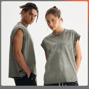 Men's Washed Vintage <strong>Sleeveless</strong> Tank Top Workout Hooded T-Shirt <strong>Custom</strong> Cotton Singlet for Men