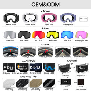 מותאם אישית wom400 הגנה מפני skiglasses ספורט שלג לוח עיניים oem אנטי ערפל משקפי מגן רצועות סקי עדשה מגנטיות סקי עדשה מגלשן מגנטי עדשה - Product Image 4