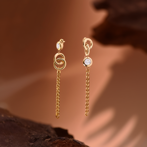 Crystal <b>Earrings</b> PVD Gold Plated 316L Stainless Steel Chain Drop Design Sustainable Resistant Jewelry - Product Image 3