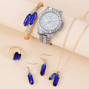 YuSa 344 cadeau promotionnel dames robe cadran rose montre-bracelet horloge 6 pièces/ensemble Bracelet Quartz femmes montre coffret cadeau - Product Image 4