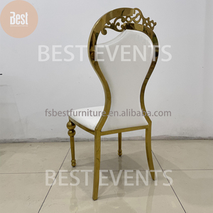 Chaise de banquet moderne en acier inoxydable, chaise de mariage dorée avec coussins, marque BESTEVENTS - Product Image 4