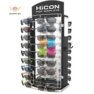 4 개의 탈착식 선반 및 키 잠금 장치가 있는 프리미엄 360 도 회전 안경 쇼케이스, 아크릴 디스플레이 케이스 - Product Image 4