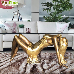 Sculpture de fille <span class=keywords><strong>nue</strong></span> en bronze coulé grandeur nature, table basse - Product Image 5