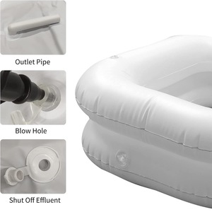 Lavabo inflable para lavar el cabello, 60x45cm, para ancianos postrados en cama, mujeres embarazadas, uso en cama, diseño de doble capa - Product Image 4