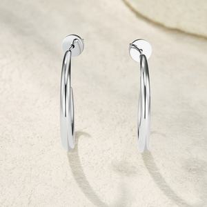 Hot Selling <b>Fashion</b> Minimalist 14K Gold Plated Stainless Steel <b>Hoop</b> C Shape <b>Earrings</b> for Unisex Romantic Wedding Party Jewelry - Product Image 6