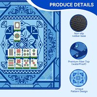 Tapis de table de mahjong 31,5" x 31,5" en néoprène bleu antidérapant, insonorisant, durable et facile à nettoyer pour les tuiles de mahjong et le poker