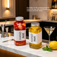 Bouteille en verre de 300 ml avec fond plat français transparent, bouteille d'emballage pour jus pressé à froid et brandy avec bouchon à vis