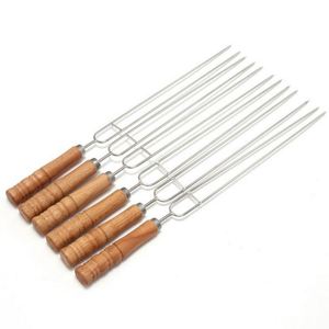 Brochetas Reutilizables de Acero Inoxidable para Barbacoa con Mango de Madera - Product Image 1
