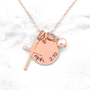 Collana croce con versetto bibbia personalizzato - Product Image 4