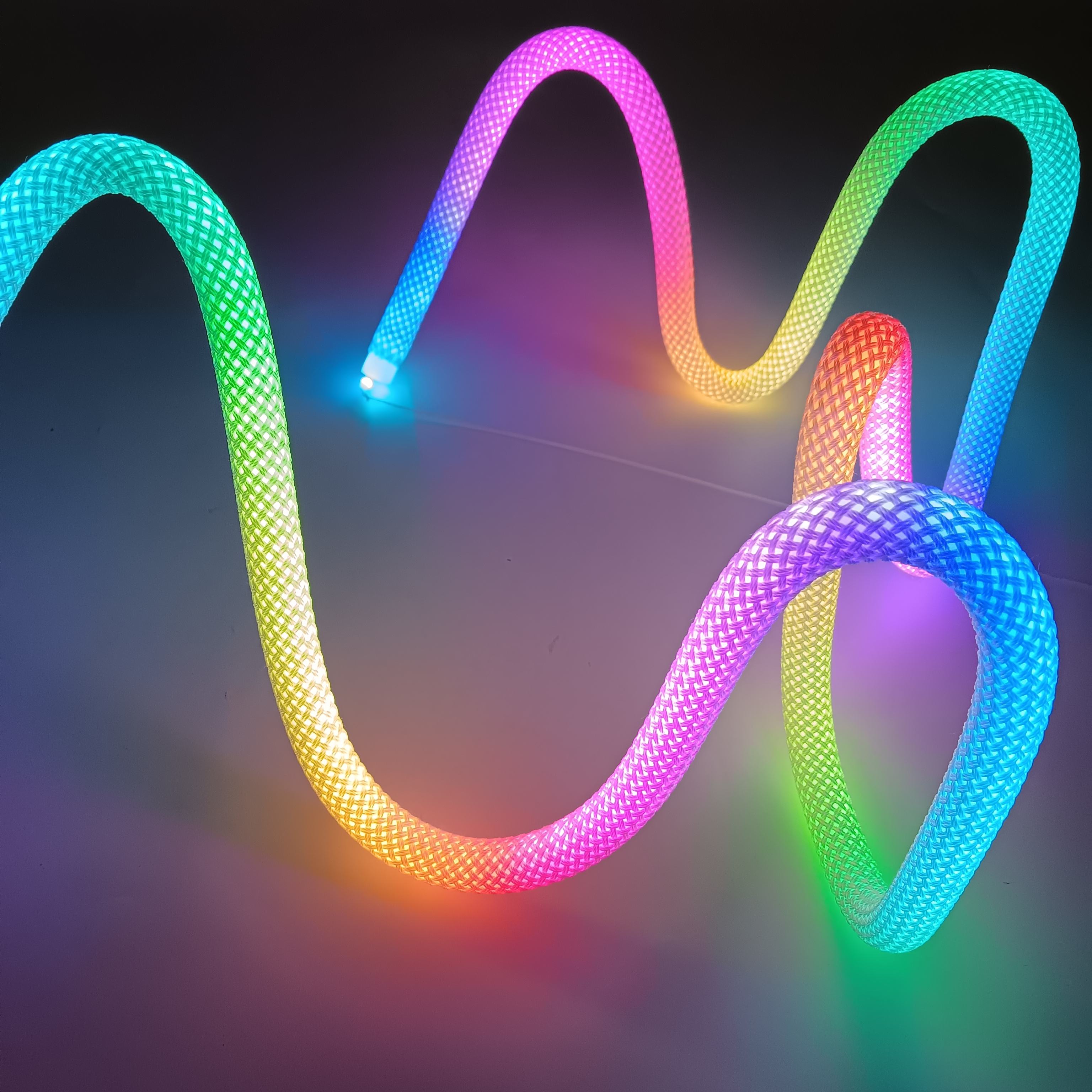 New Arrival 360 Degree RGB Neon Light Make Shapes Can Be Bent WS2812 Neon Light with Braided for Decoration