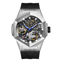 Montre mécanique squelette Flywheel pour homme, cadran en saphir motif toile d'araignée, automatique, de luxe, avec réserve de marche, montre-bracelet tendance, personnalisable