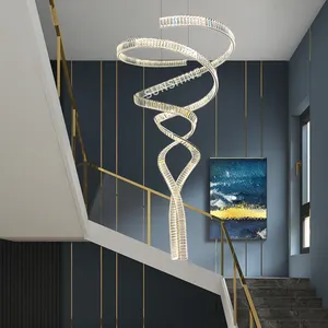 מדרגות מסתובב גרם מדרגות נברשת דופלקס מנורת דופלקס בניין נברשת גדולה עבור סלון סלון