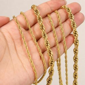 Wholesale 2.5mm-6mm Twisted 18K Gold Plated Stainless Steel Link Trendy Unisex <b>Rope</b> <b>Chain</b> Necklace - Product Image 1