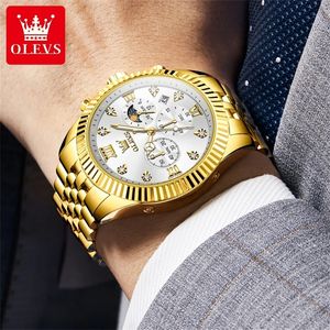 <span class=keywords><strong>Montre</strong></span> OLEVS 2932 Homme Calendrier 30M Étanche Aiguilles Lumineuses Mode Entièrement Dorée Chronométrage Affichage des Secondes et Date Automatique - Product Image 3