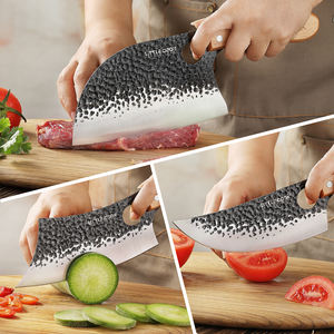 2025 dernière conception 9 pièces ensemble de couteaux de boucher 3 couteaux 3 gaines cisailles à volaille rodage acier et couteau rouleau sac - Product Image 4