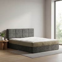 Cadre de lit tout en mousse, taille King et Queen, rembourré en tissu doux, modulaire, gain de place, emballage compressé, sans assemblage