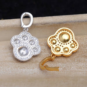 S925 Silver Pearl Accessories Universal Buckle Cat Claw Pendant Empty Stand 6-7.5mm <b>Spacers</b> for 3-4mm Beads 5713 Pendant Stand - Product Image 2