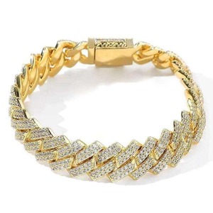 Trendy Iced Out <b>Silver</b> Rhodium Plated Cuban Link <b>Bracelet</b> for <b>Men</b> Luxury Diamond Look Unisex Hip Hop <b>Bracelet</b> Jewelry - Product Image 3