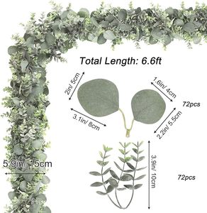 LY 5.5ft Guirlande d'Eucalyptus Artificielle Argent Dollar Verdure Vignes <span class=keywords><strong>Chemin</strong></span> <span class=keywords><strong>de</strong></span> <span class=keywords><strong>Table</strong></span> pour Graduation et Pâques Fausse Guirlande <span class=keywords><strong>de</strong></span> Printemps - Product Image 5