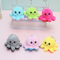 Adorable poupée peluche pieuvre à visages interchangeables, porte-clés, breloque pour sac d'école, accessoire pour filles, super douce, rembourrage en coton PP