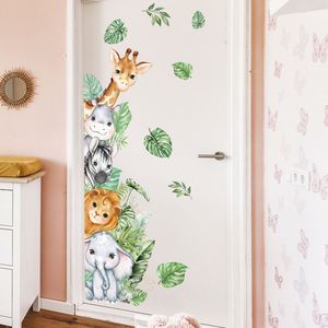 Autocollants muraux en PVC d'animaux de dessin animé, girafe, lion et éléphant, pour les chambres d'enfants, autocollants adhésifs, décoration artistique pour la crèche et la maison - Product Image 6