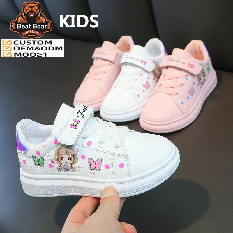 Witte Kinderschoenen Meisjes 3-12 Jaar Oude Studenten Platte Casual Sportschoenen Leren Lage Lente Koreaanse Stijl Sneakers Schoenen