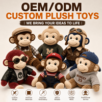 Peluche singe classique vintage originale, jouet en peluche personnalisé avec logo, animal en peluche sur mesure, cadeau promotionnel de Noël ODM