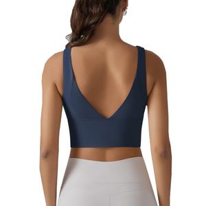 Soutien-gorge de sport pour femme OEM, design dos nageur à col en V, doux comme un nuage, avec bonnets intégrés, haute élasticité, respirant, style fitness et yoga - Product Image 2