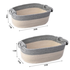 Nueva cuerda de algodón cesta tejida estante caja de almacenamiento de regalo organizador de armario de lino organizadores con asas - Product Image 5