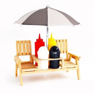 Juego de Mesa Portátil para Barbacoa al Aire Libre con Soporte para Condimentos y Adornos de Madera de Pino con Logotipo OEM Promocional, Ideal para Fiestas Familiares - Product Image 1