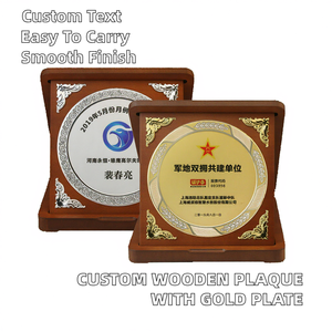 Plaque de certification en <span class=keywords><strong>bois</strong></span> gravée personnalisée, plaquée or, portable, pour cadeaux promotionnels et de bienvenue MH-J0324 - Product Image 2