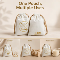 Sac à cordon en coton biologique personnalisé pour bijoux, pochette cadeau en mousseline de coton pour emballage de bijoux, promotion Chine OEM