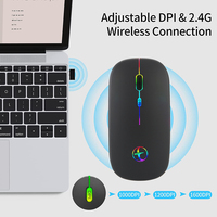 Mini-souris sans fil, pièces, éclairage led ultra fin, silencieux, pour ordinateur portable