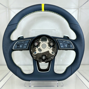 Volante Deportivo de Cuero Nappa con Franja Amarilla para Audi <span class=keywords><strong>S</strong></span> RS <span class=keywords><strong>Line</strong></span> A4 A5 A6 Q5 Q7, Volante de Coche Mejorado - Product Image 6