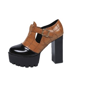 European American Style Heel Deep-Cut Flats Spring New Large Size Color-Blocked Professional High-Heeled Shoes for Women - Product Image 5