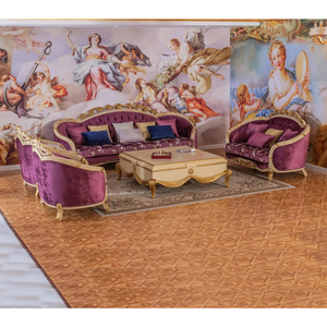 Ensemble de canapés en bois faits à la main tapissé tissu violet ensembles de canapés classiques royaux de luxe meubles anciens de salon <span class=keywords><strong>victorien</strong></span> - Product Image 1