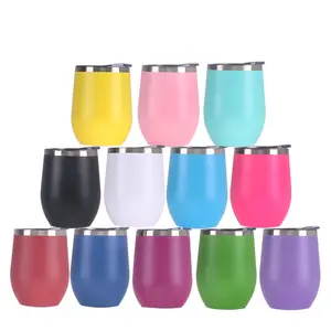 Personalized Wine Glass Stainless Steel Oem Vacuum Insulated Reusable Egg Wine Tumbler Cup With Lid