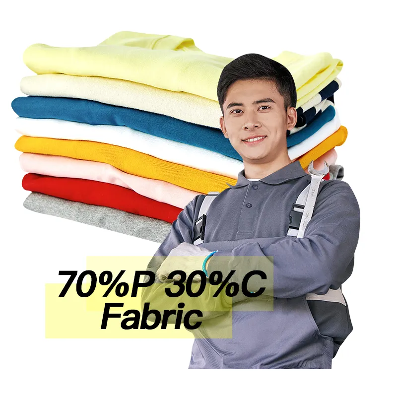 70% polyester 30% coton tissu en gros fabrication personnalisée 155gsm blanc vêtements de travail sergé t400 70 polyester 30 coton tissu