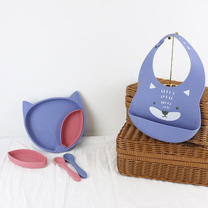 PISSEN-Juego de alimentación Para bebé, plato de succión de silicona con estampado de zorro, productos Para bebés - Product Image 2