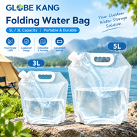 Sac de stockage d'eau pliable en PE sans BPA de 3L, 5L, 10L avec valve, conteneur d'eau portable pliable avec poignée et bouchon d'étanchéité pour le camping en plein air